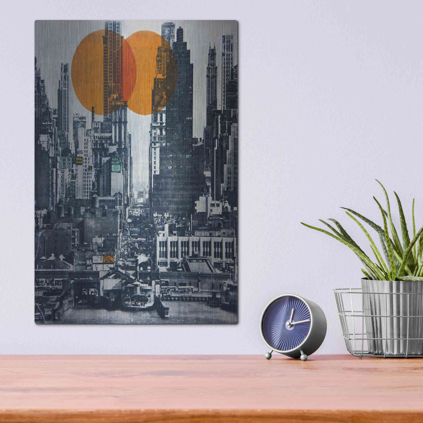 Luxe Metal Art 'New York Skyline 1948' by DB Waterman, Metal Wall Art,12x16
