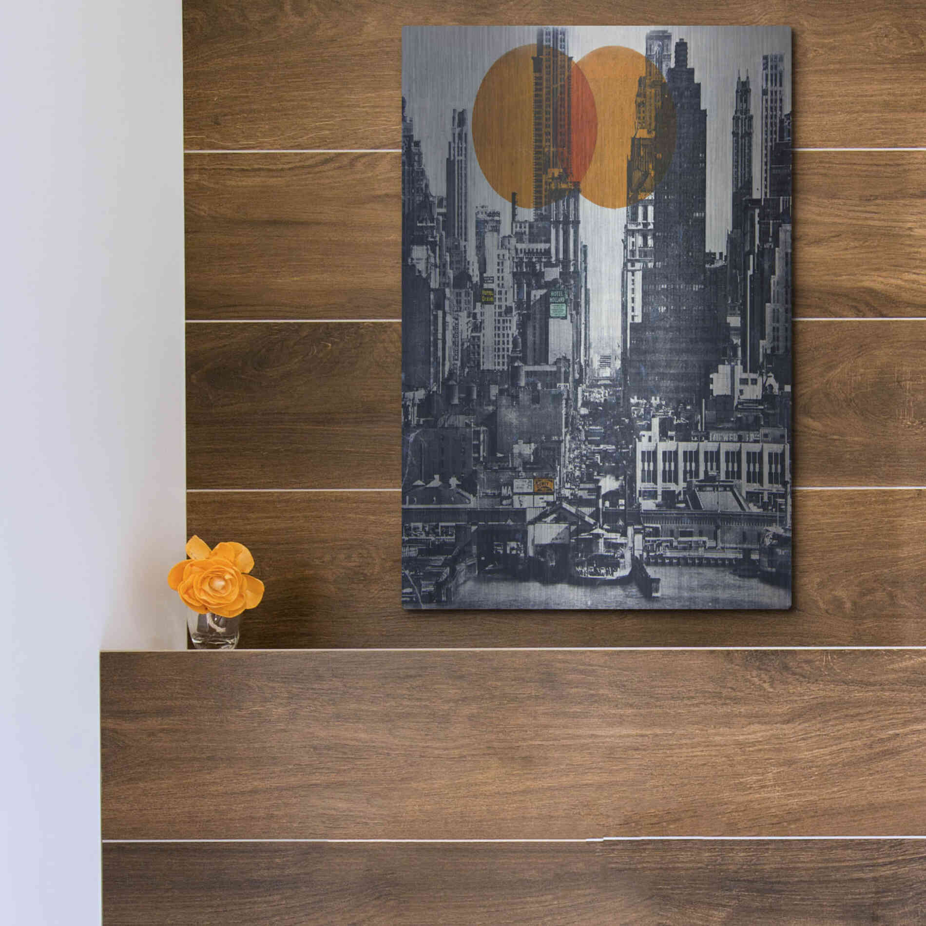 Luxe Metal Art 'New York Skyline 1948' by DB Waterman, Metal Wall Art,12x16