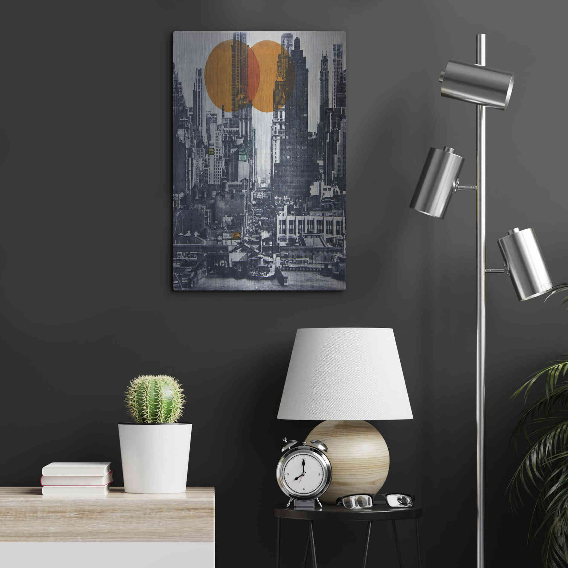 Luxe Metal Art 'New York Skyline 1948' by DB Waterman, Metal Wall Art,16x24