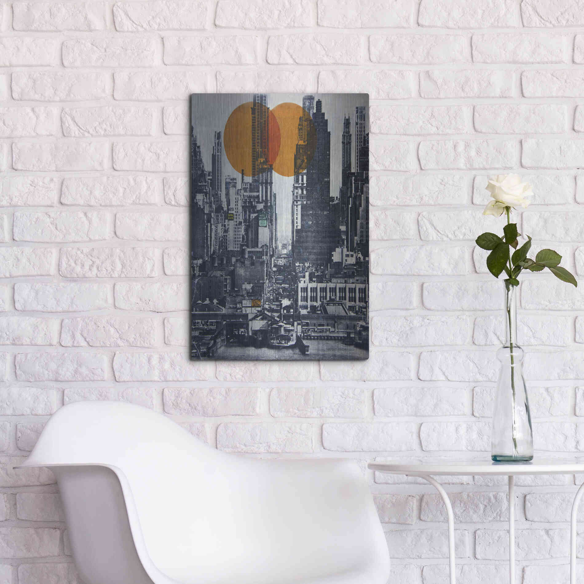 Luxe Metal Art 'New York Skyline 1948' by DB Waterman, Metal Wall Art,16x24