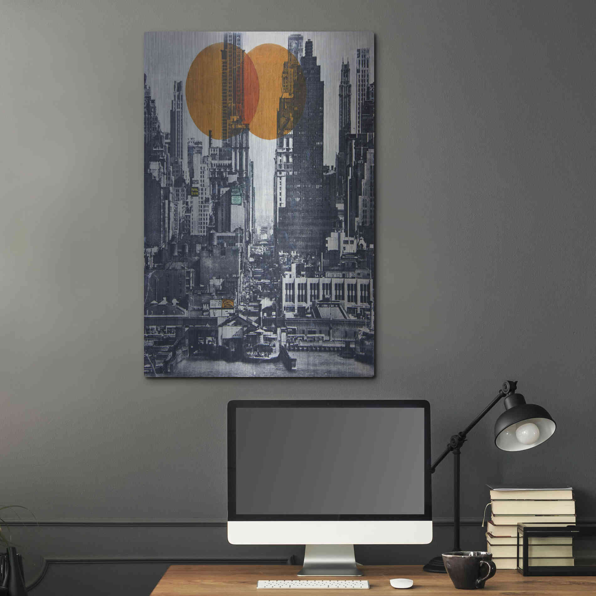 Luxe Metal Art 'New York Skyline 1948' by DB Waterman, Metal Wall Art,24x36
