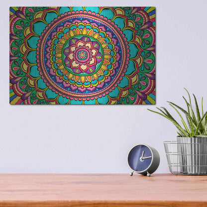Luxe Metal Art 'Happy Dance Mandala' by Hello Angel, Metal Wall Art,16x12