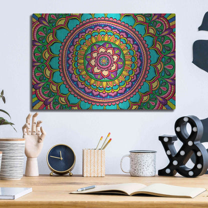 Luxe Metal Art 'Happy Dance Mandala' by Hello Angel, Metal Wall Art,16x12