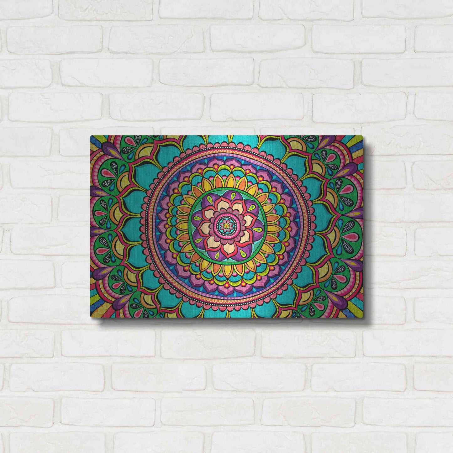 Luxe Metal Art 'Happy Dance Mandala' by Hello Angel, Metal Wall Art,24x16