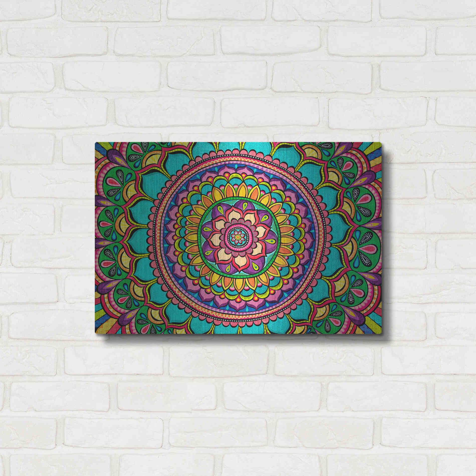 Luxe Metal Art 'Happy Dance Mandala' by Hello Angel, Metal Wall Art,24x16