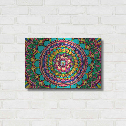 Luxe Metal Art 'Happy Dance Mandala' by Hello Angel, Metal Wall Art,24x16