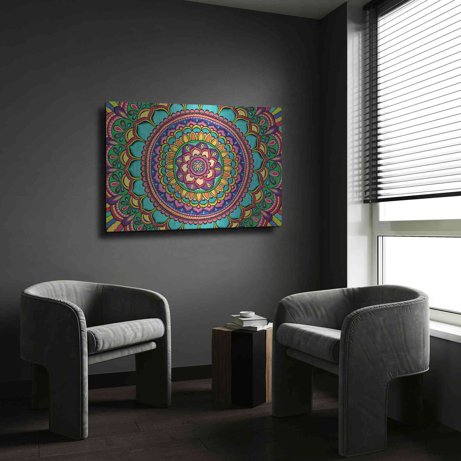 Luxe Metal Art 'Happy Dance Mandala' by Hello Angel, Metal Wall Art,24x16