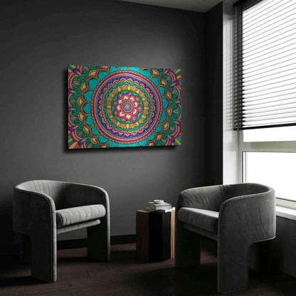 Luxe Metal Art 'Happy Dance Mandala' by Hello Angel, Metal Wall Art,24x16