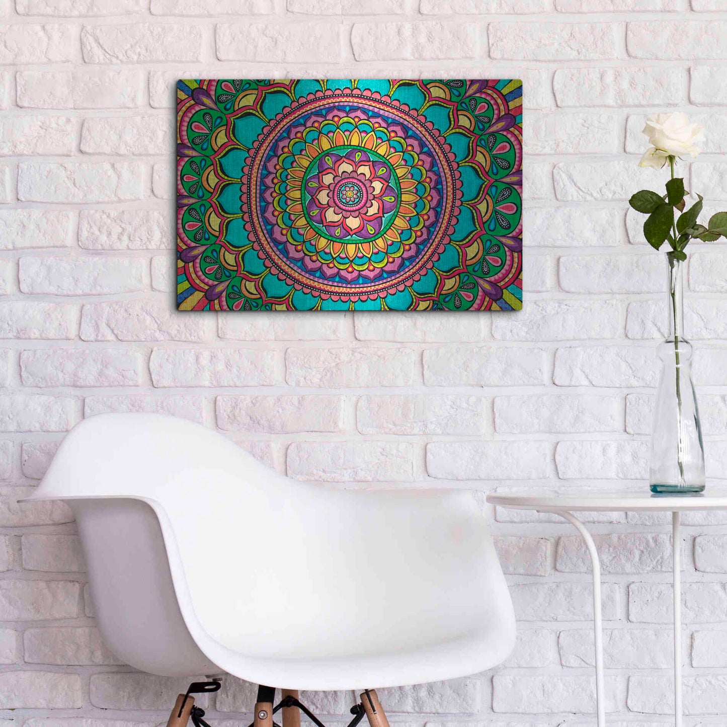 Luxe Metal Art 'Happy Dance Mandala' by Hello Angel, Metal Wall Art,24x16