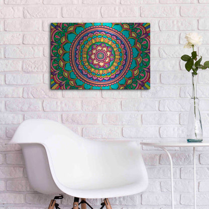 Luxe Metal Art 'Happy Dance Mandala' by Hello Angel, Metal Wall Art,24x16