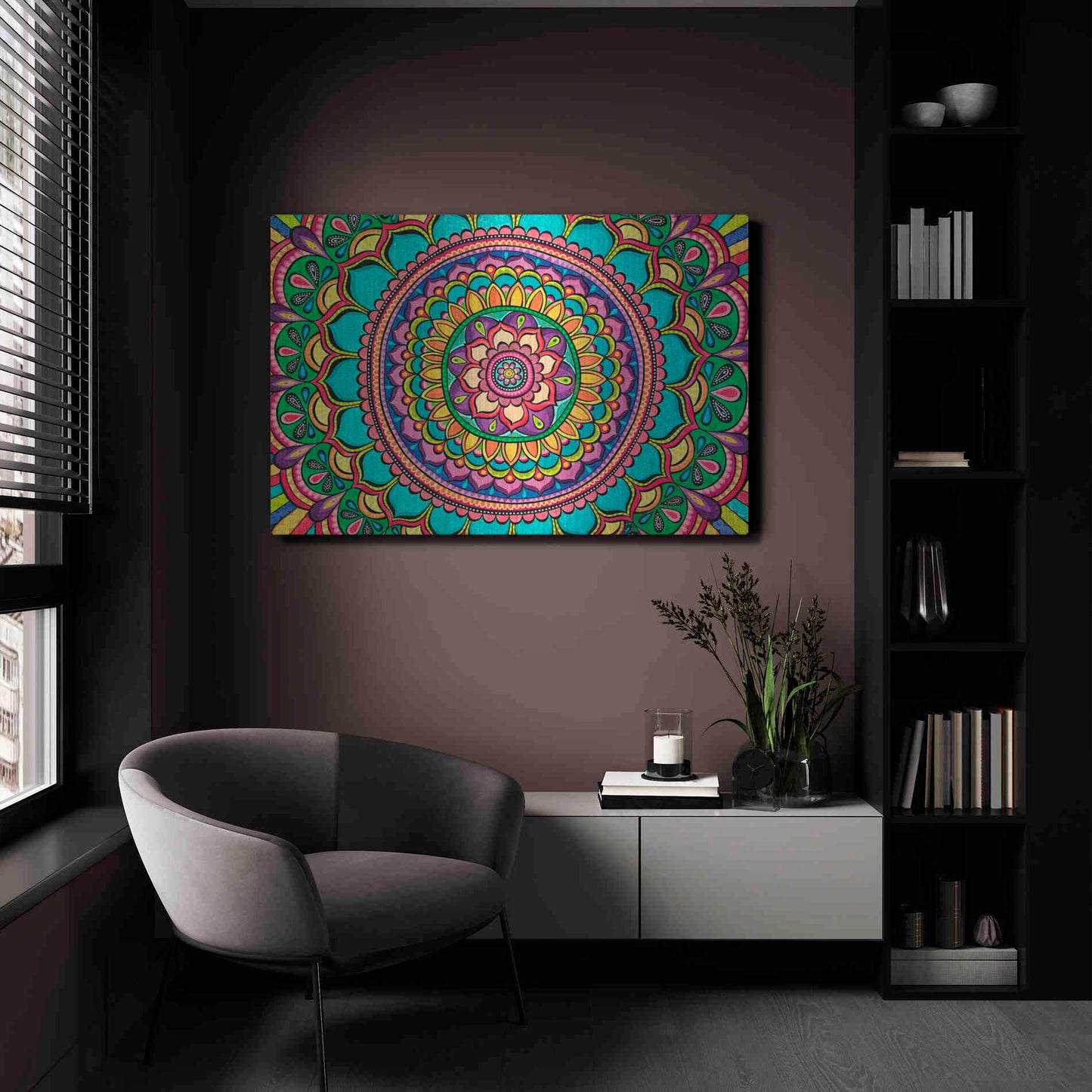 Luxe Metal Art 'Happy Dance Mandala' by Hello Angel, Metal Wall Art,24x16