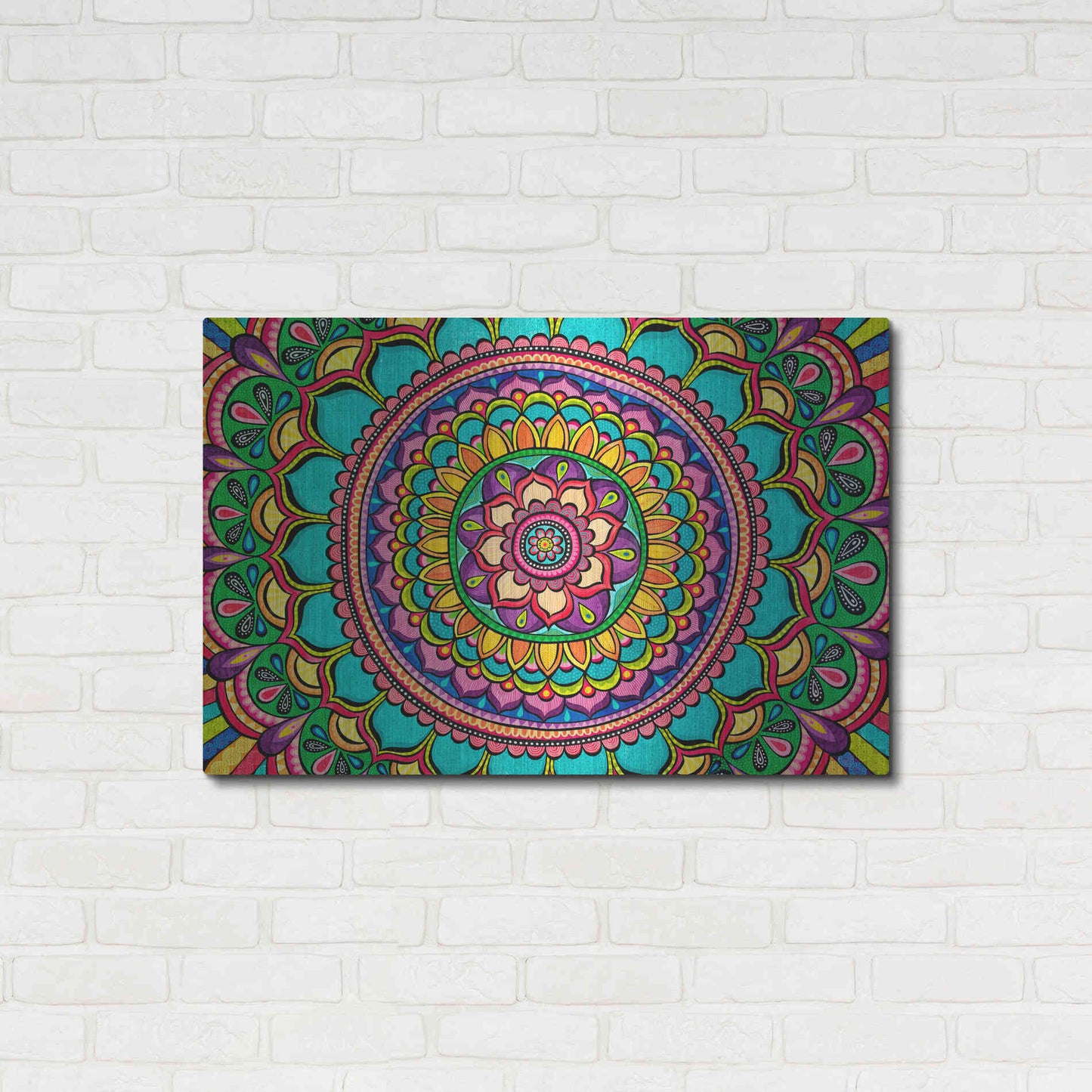 Luxe Metal Art 'Happy Dance Mandala' by Hello Angel, Metal Wall Art,36x24