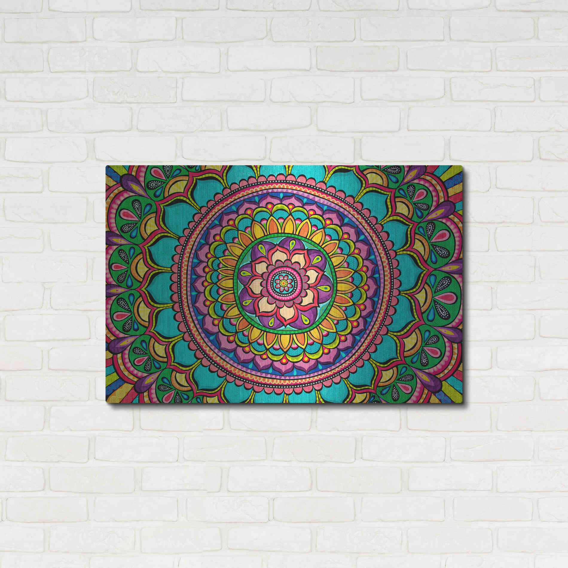 Luxe Metal Art 'Happy Dance Mandala' by Hello Angel, Metal Wall Art,36x24