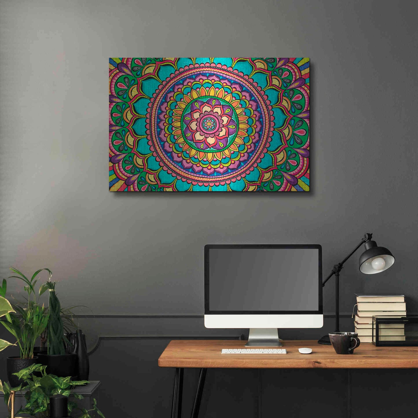 Luxe Metal Art 'Happy Dance Mandala' by Hello Angel, Metal Wall Art,36x24