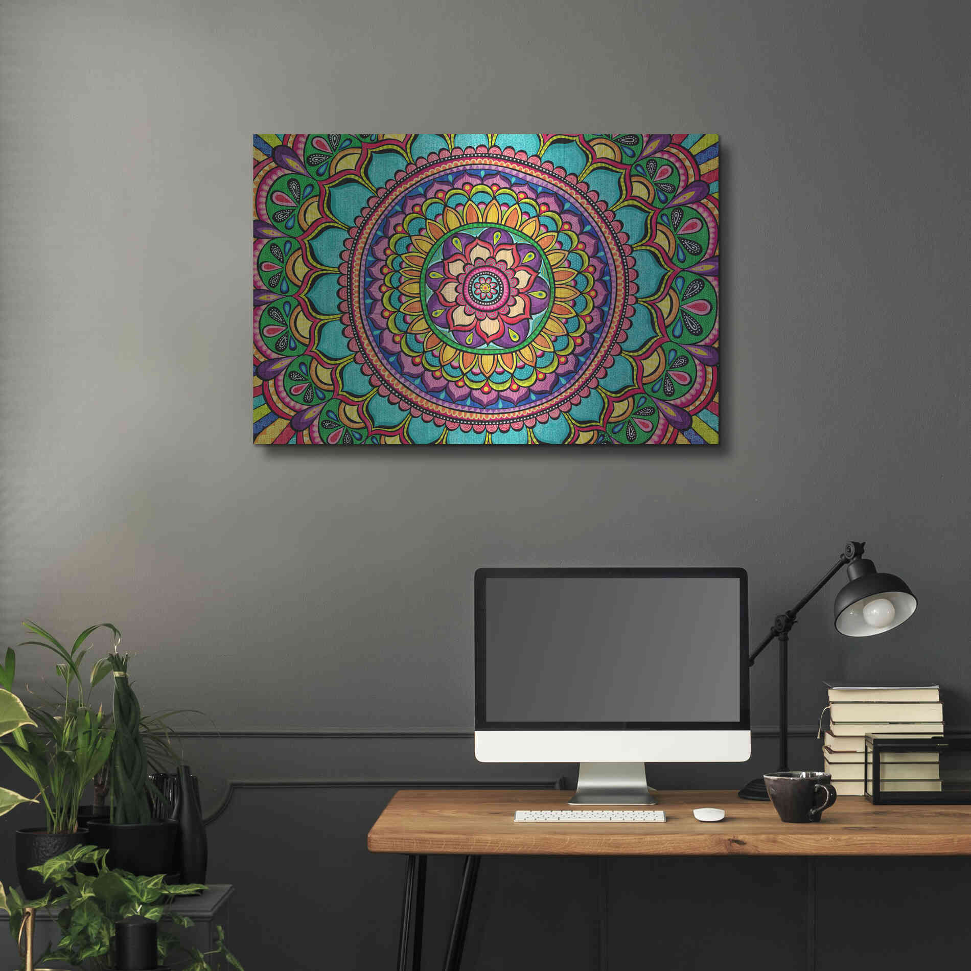 Luxe Metal Art 'Happy Dance Mandala' by Hello Angel, Metal Wall Art,36x24