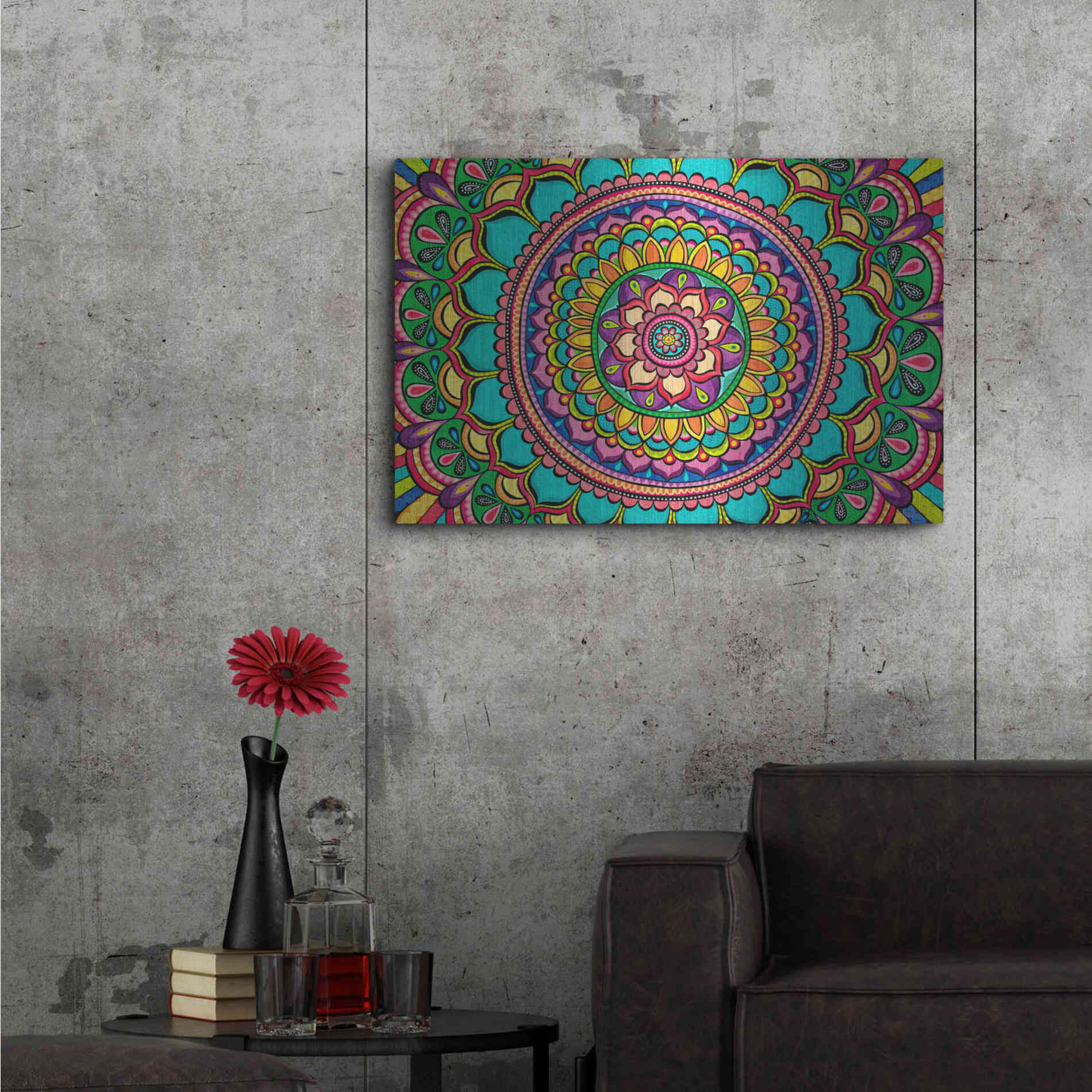 Luxe Metal Art 'Happy Dance Mandala' by Hello Angel, Metal Wall Art,36x24