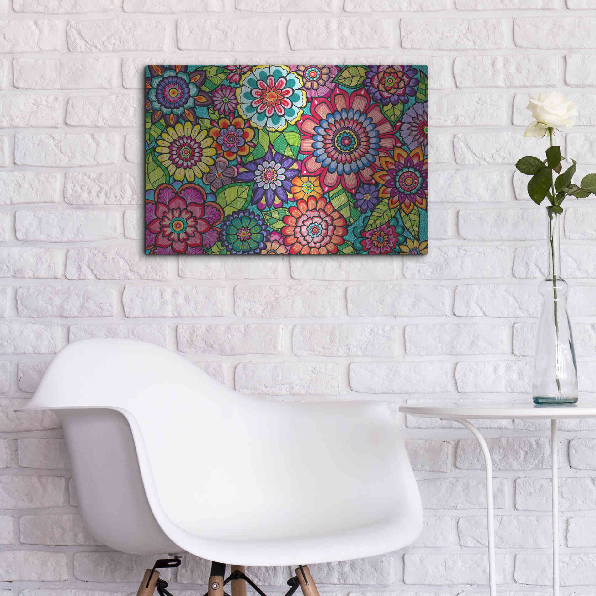 Luxe Metal Art 'Blooming Blooms' by Hello Angel, Metal Wall Art,24x16