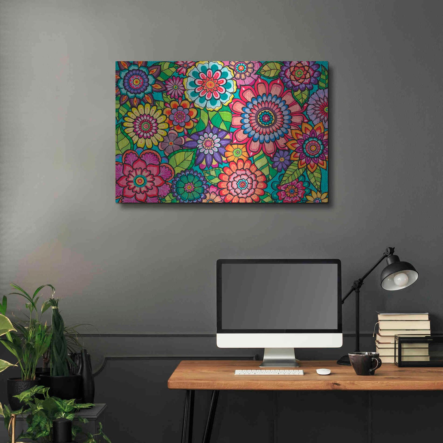 Luxe Metal Art 'Blooming Blooms' by Hello Angel, Metal Wall Art,36x24