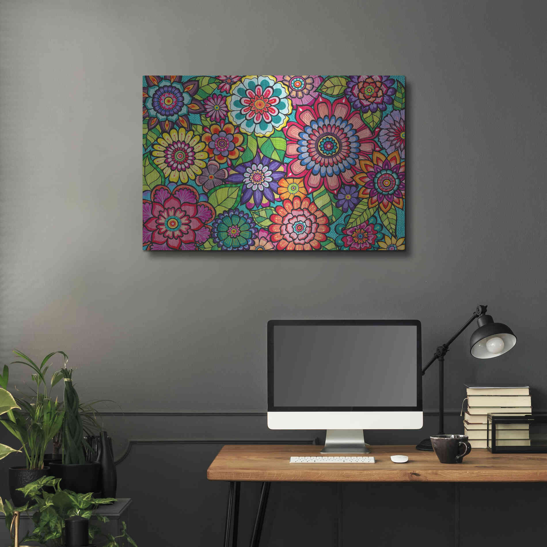 Luxe Metal Art 'Blooming Blooms' by Hello Angel, Metal Wall Art,36x24