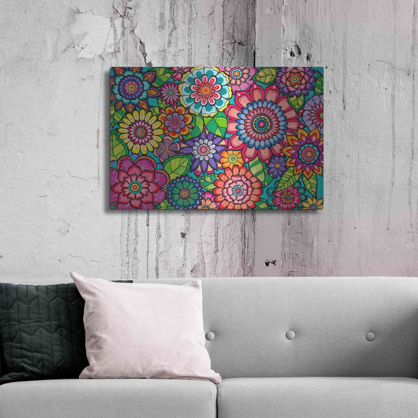 Luxe Metal Art 'Blooming Blooms' by Hello Angel, Metal Wall Art,36x24