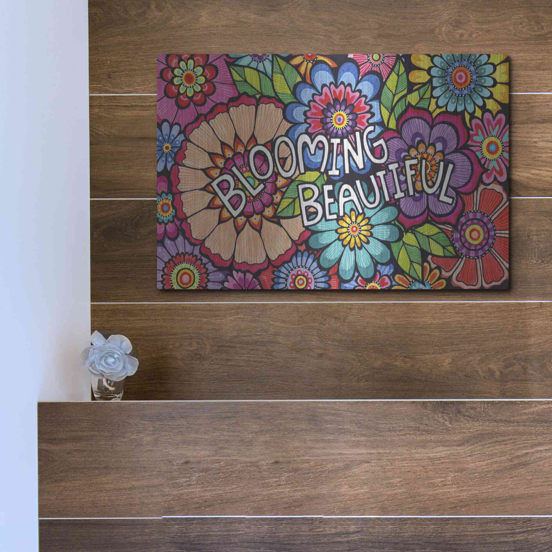 Luxe Metal Art 'Blooming Beautiful' by Hello Angel, Metal Wall Art,16x12