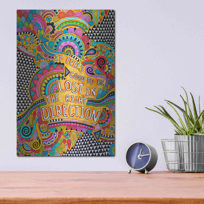 Luxe Metal Art 'Lost in the Right Direction' by Hello Angel, Metal Wall Art,12x16