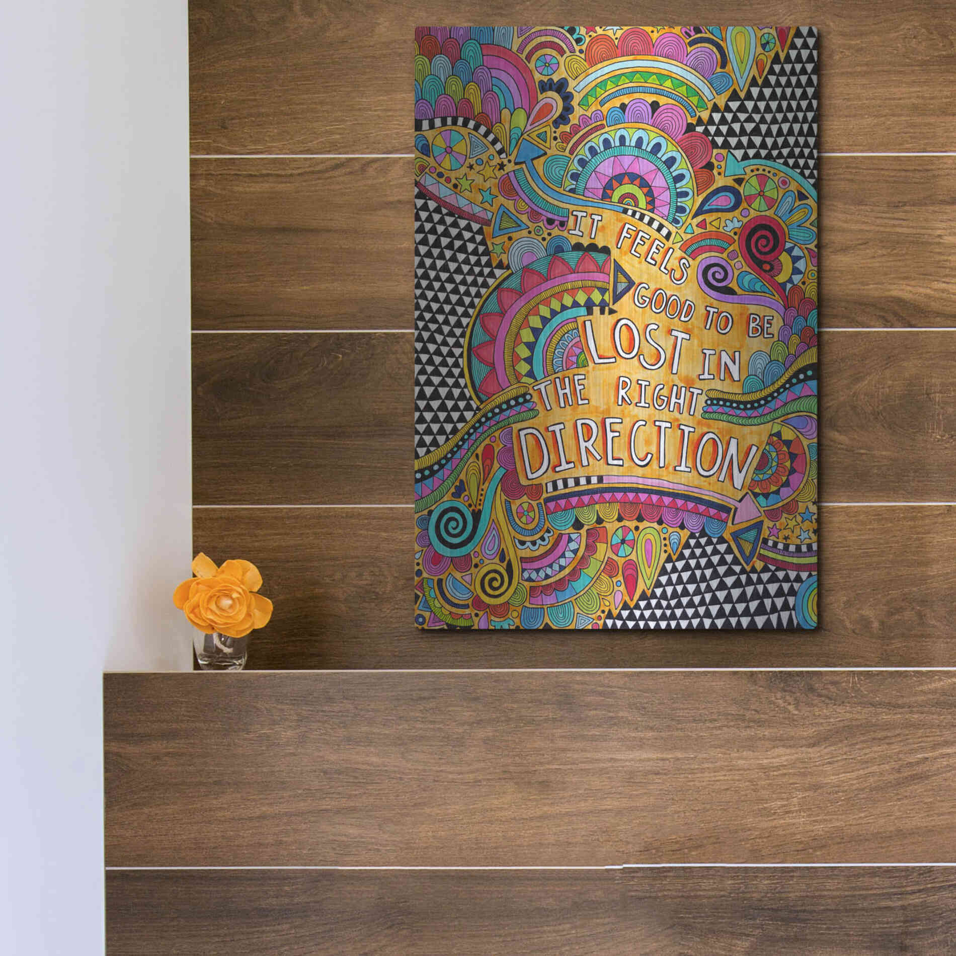 Luxe Metal Art 'Lost in the Right Direction' by Hello Angel, Metal Wall Art,12x16