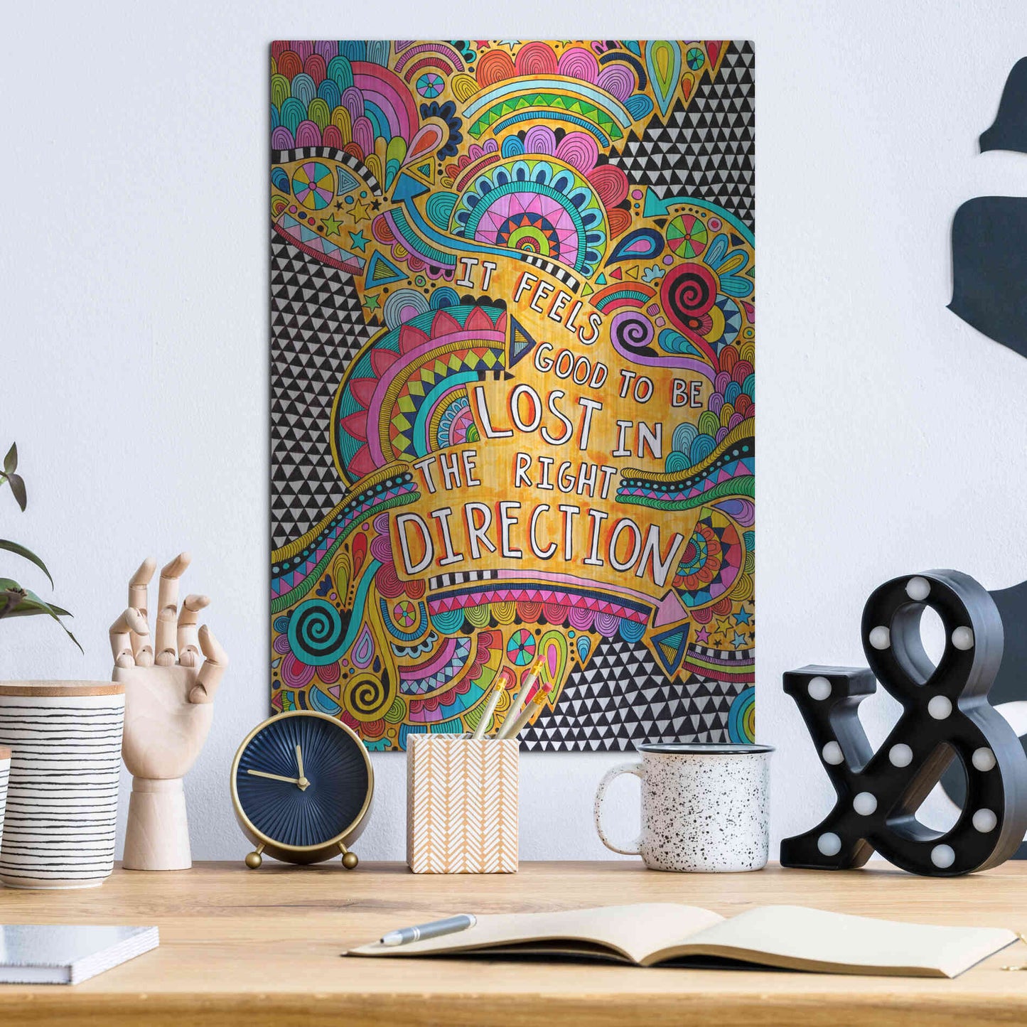 Luxe Metal Art 'Lost in the Right Direction' by Hello Angel, Metal Wall Art,12x16