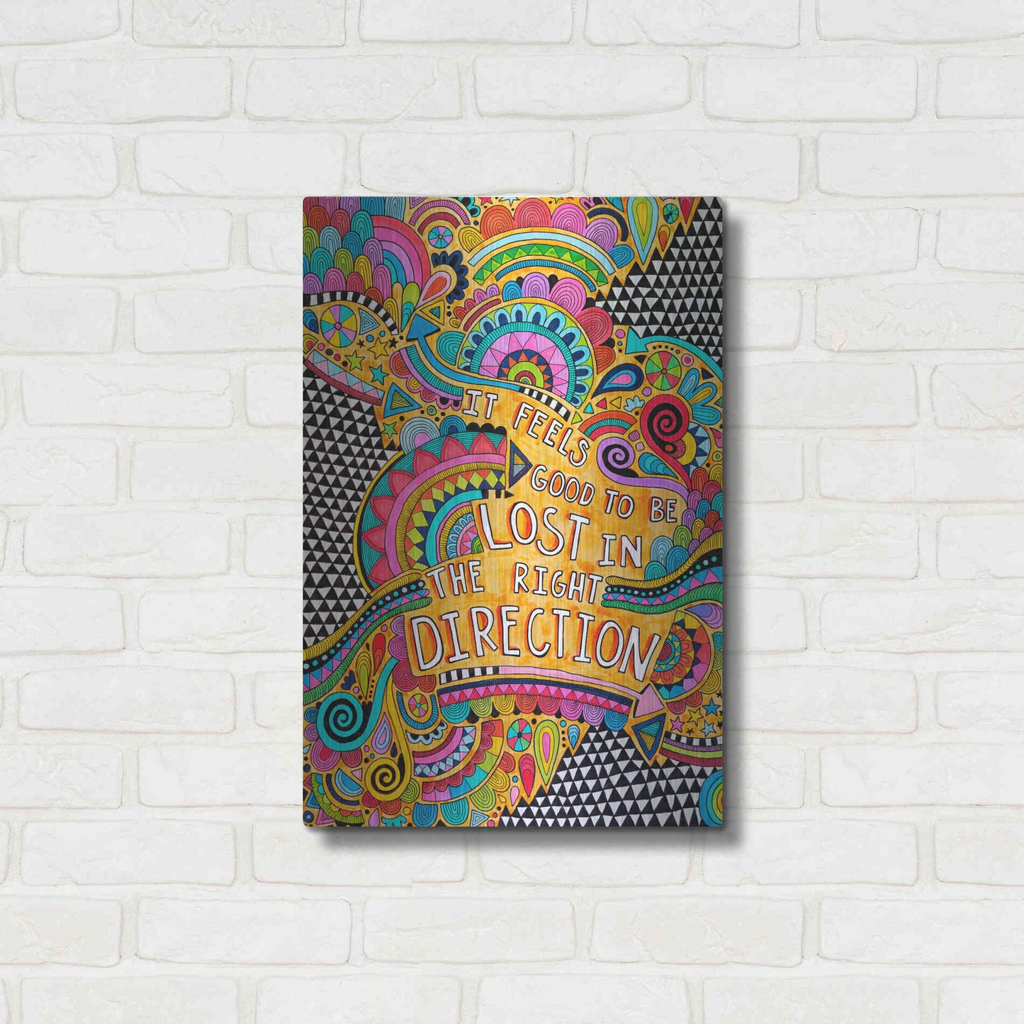 Luxe Metal Art 'Lost in the Right Direction' by Hello Angel, Metal Wall Art,16x24