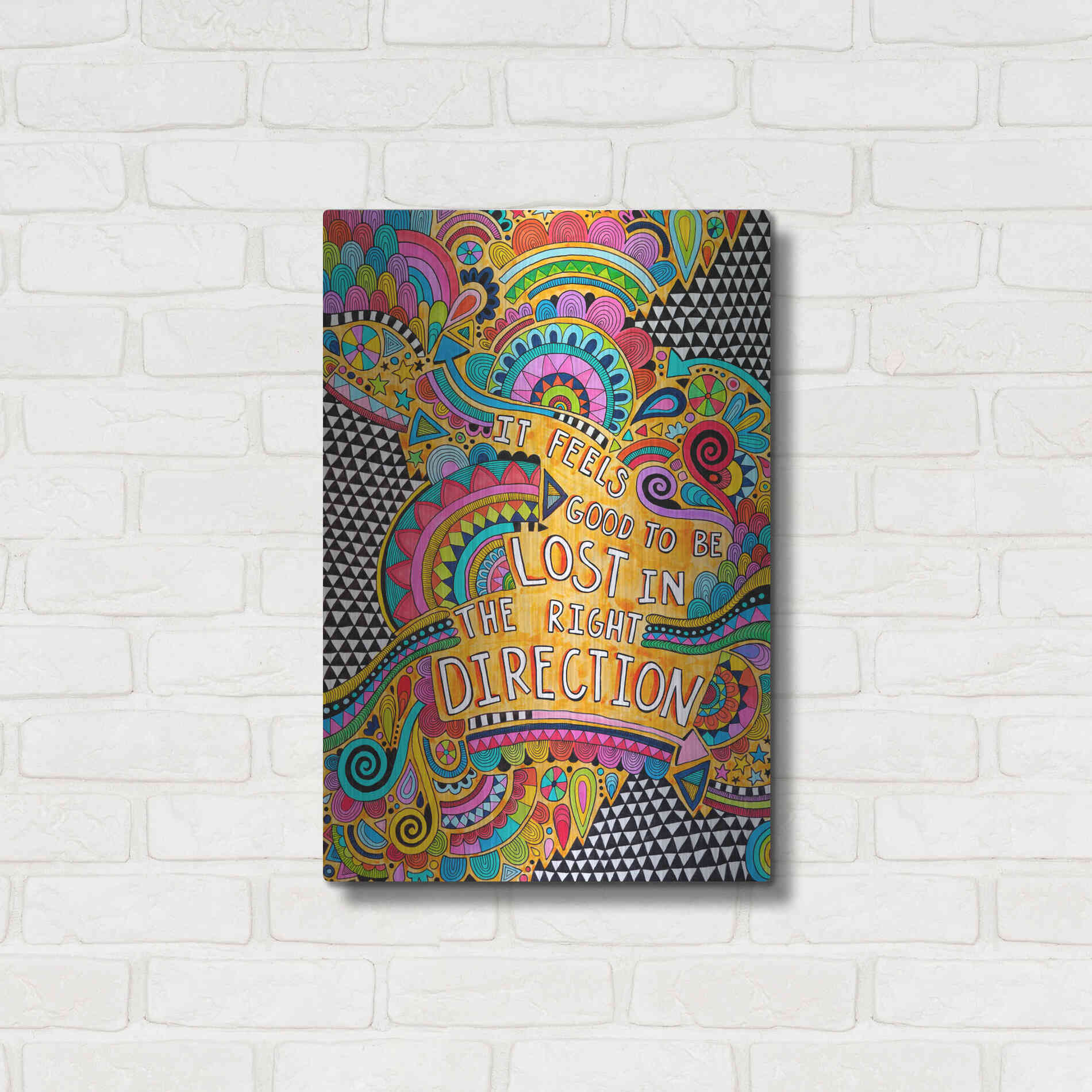 Luxe Metal Art 'Lost in the Right Direction' by Hello Angel, Metal Wall Art,16x24