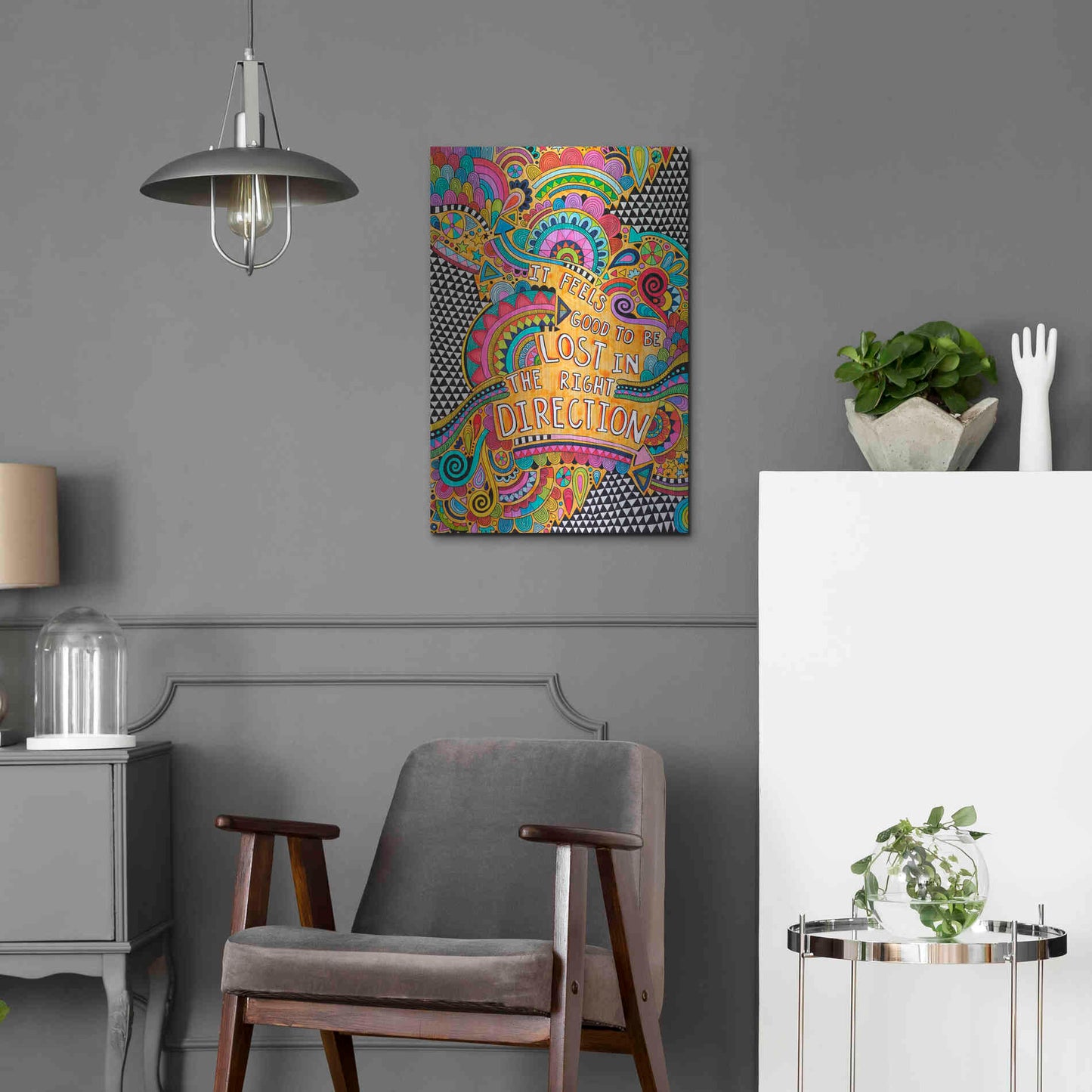 Luxe Metal Art 'Lost in the Right Direction' by Hello Angel, Metal Wall Art,16x24
