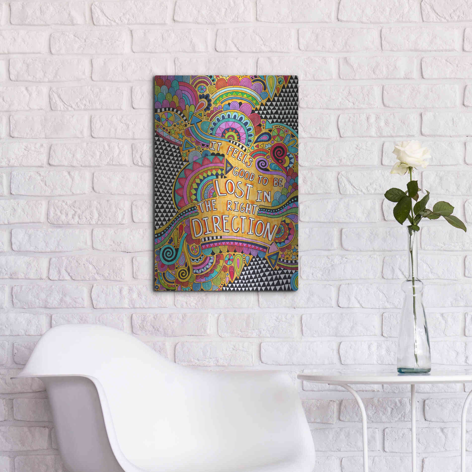 Luxe Metal Art 'Lost in the Right Direction' by Hello Angel, Metal Wall Art,16x24