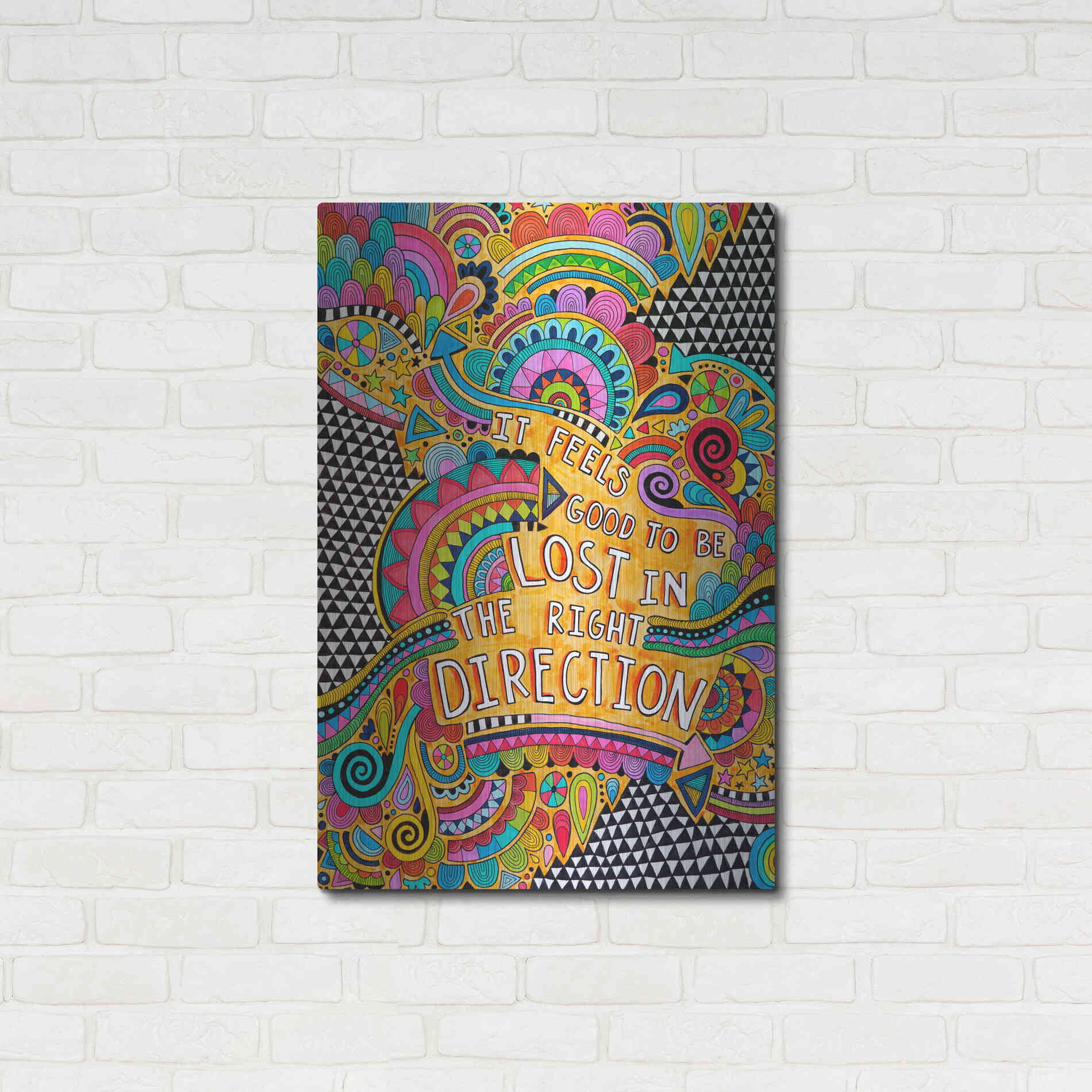Luxe Metal Art 'Lost in the Right Direction' by Hello Angel, Metal Wall Art,24x36