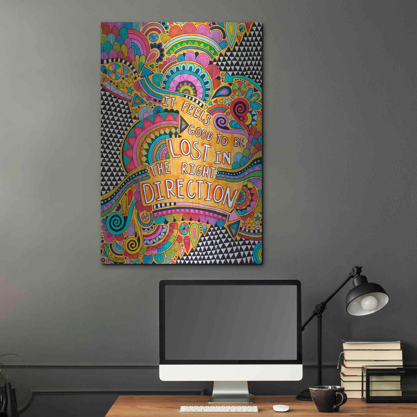 Luxe Metal Art 'Lost in the Right Direction' by Hello Angel, Metal Wall Art,24x36