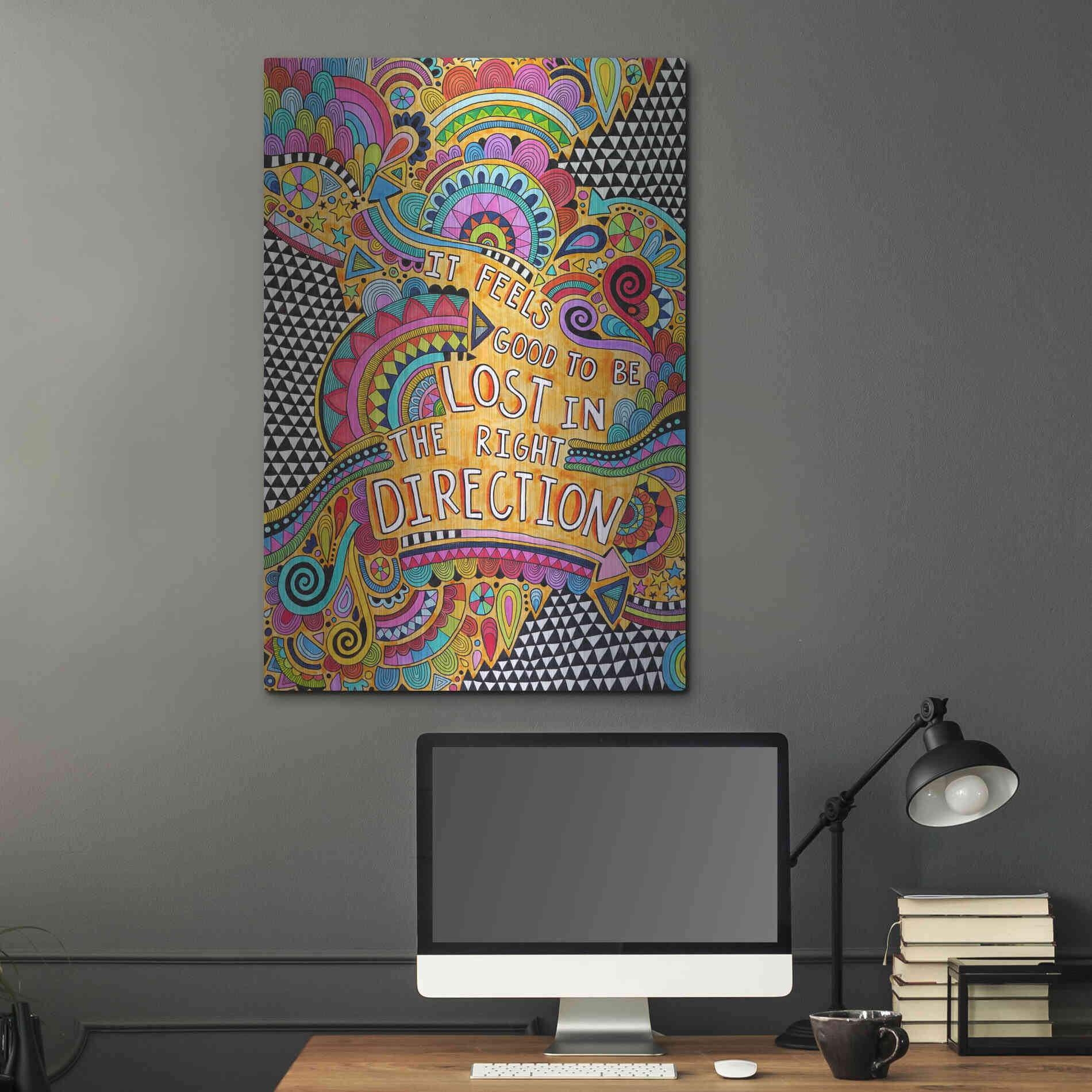 Luxe Metal Art 'Lost in the Right Direction' by Hello Angel, Metal Wall Art,24x36