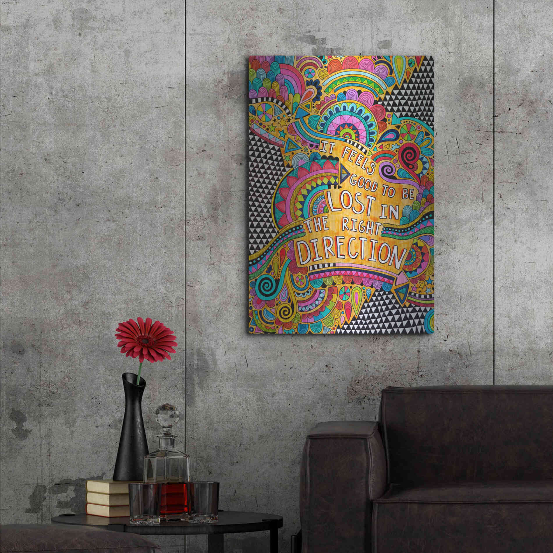 Luxe Metal Art 'Lost in the Right Direction' by Hello Angel, Metal Wall Art,24x36