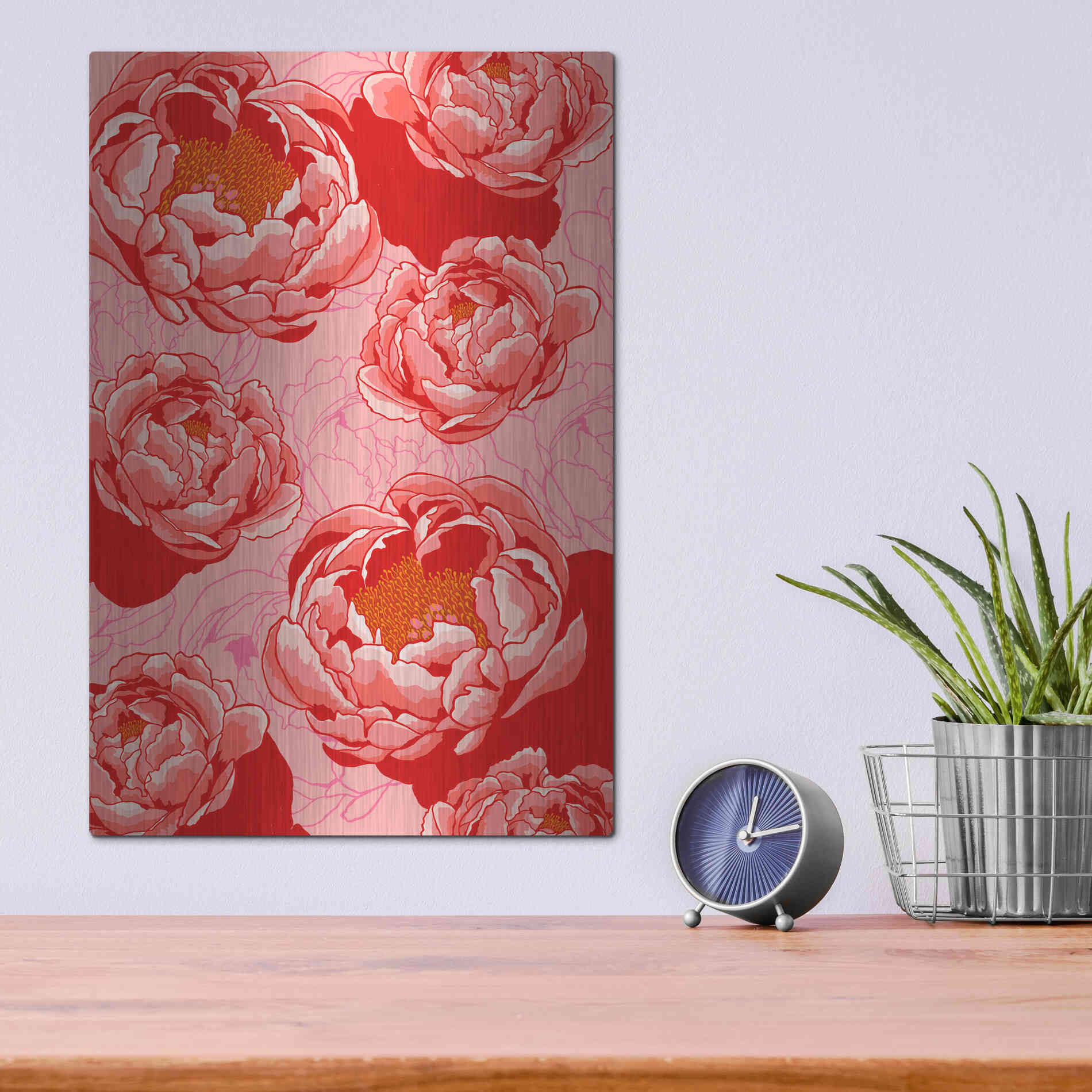 Luxe Metal Art 'Peony Daydreams' by Hello Angel, Metal Wall Art,12x16