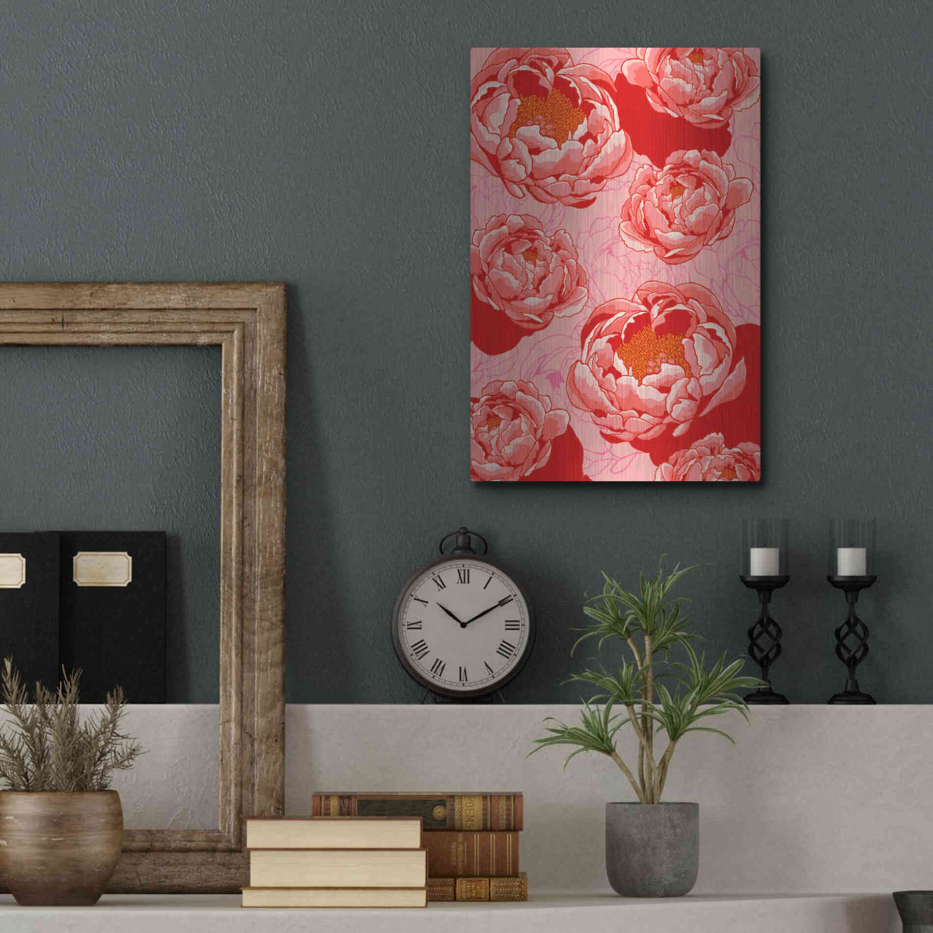 Luxe Metal Art 'Peony Daydreams' by Hello Angel, Metal Wall Art,12x16