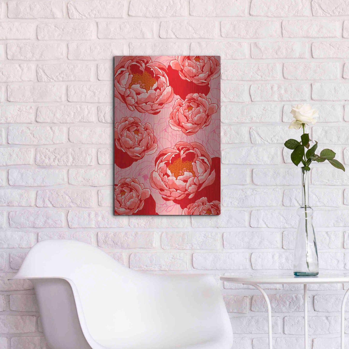 Luxe Metal Art 'Peony Daydreams' by Hello Angel, Metal Wall Art,16x24