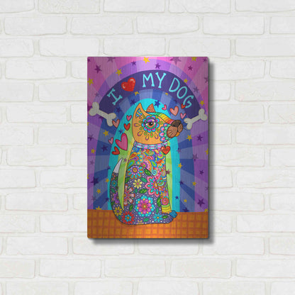 Luxe Metal Art 'I Love my Dog' by Hello Angel, Metal Wall Art,16x24