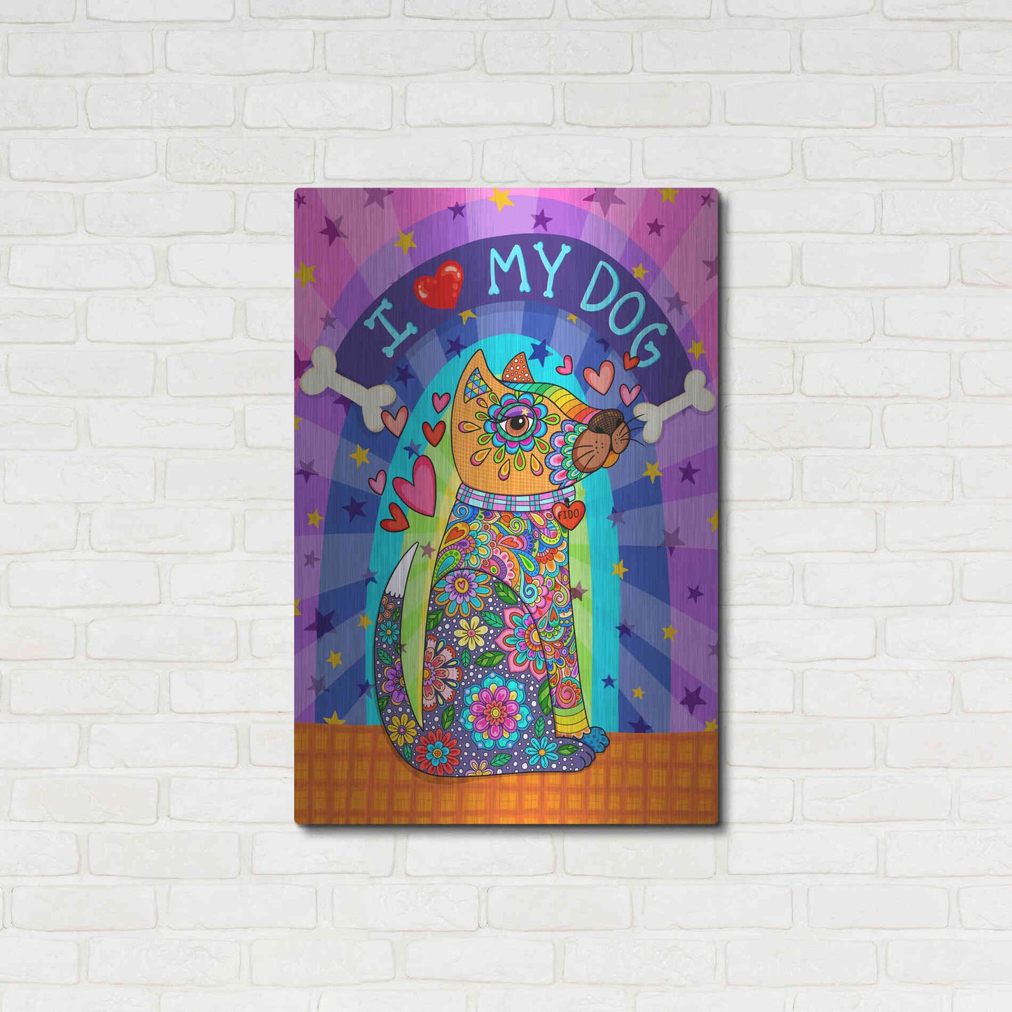 Luxe Metal Art 'I Love my Dog' by Hello Angel, Metal Wall Art,24x36