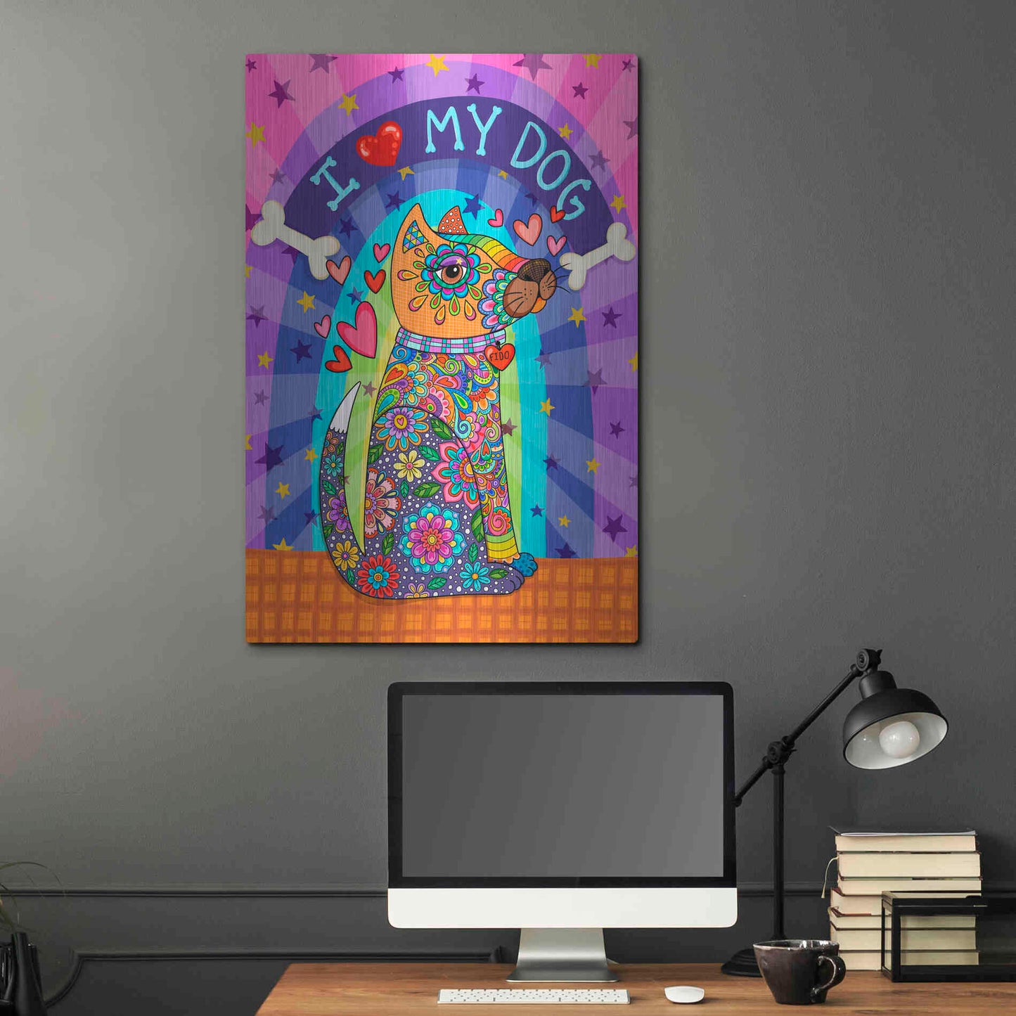 Luxe Metal Art 'I Love my Dog' by Hello Angel, Metal Wall Art,24x36