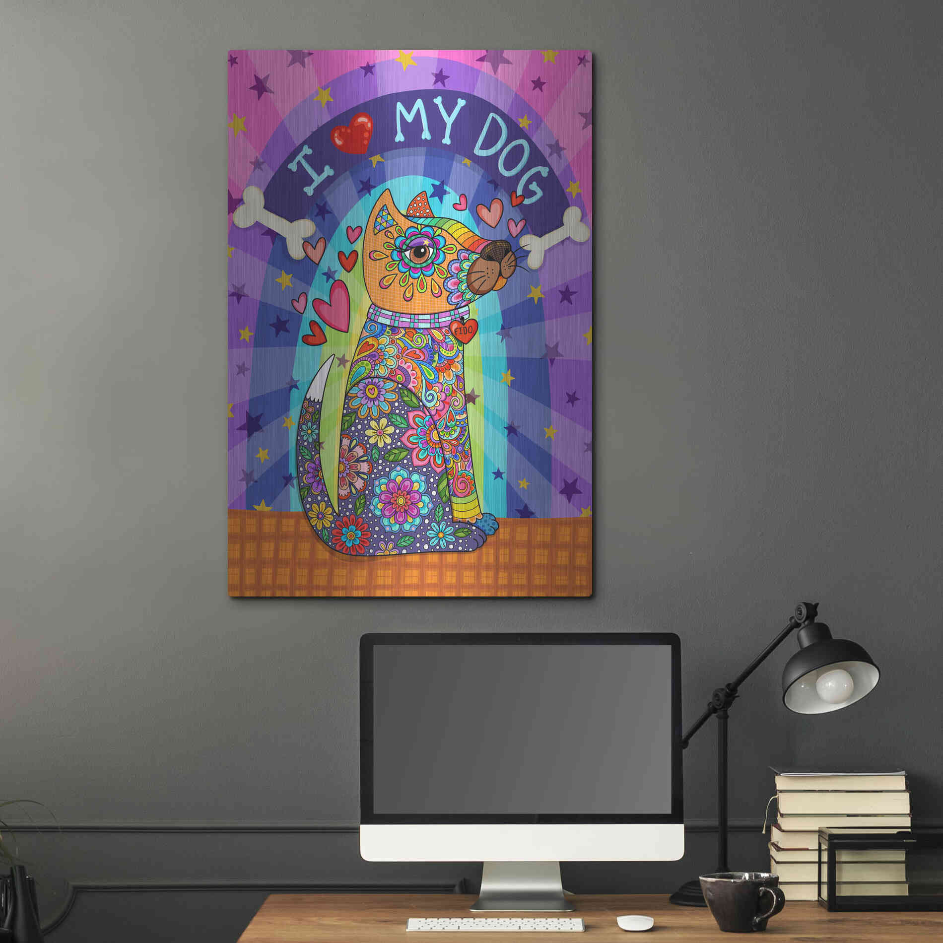 Luxe Metal Art 'I Love my Dog' by Hello Angel, Metal Wall Art,24x36