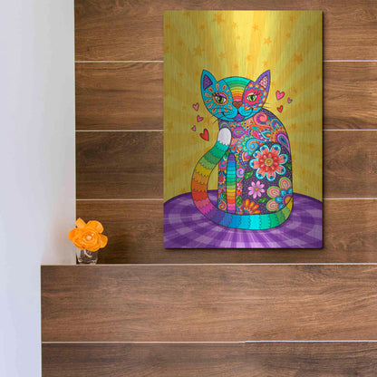 Luxe Metal Art 'Cats Meow' by Hello Angel, Metal Wall Art,12x16