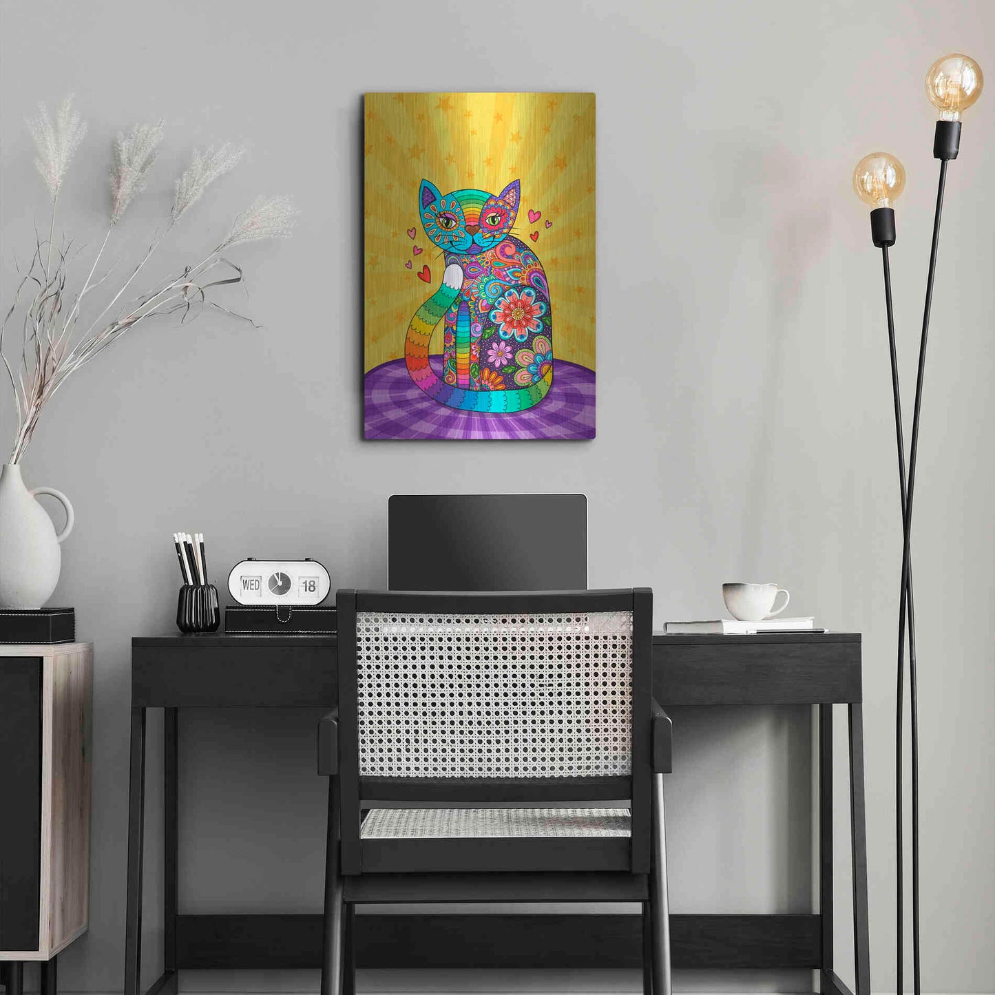Luxe Metal Art 'Cats Meow' by Hello Angel, Metal Wall Art,16x24