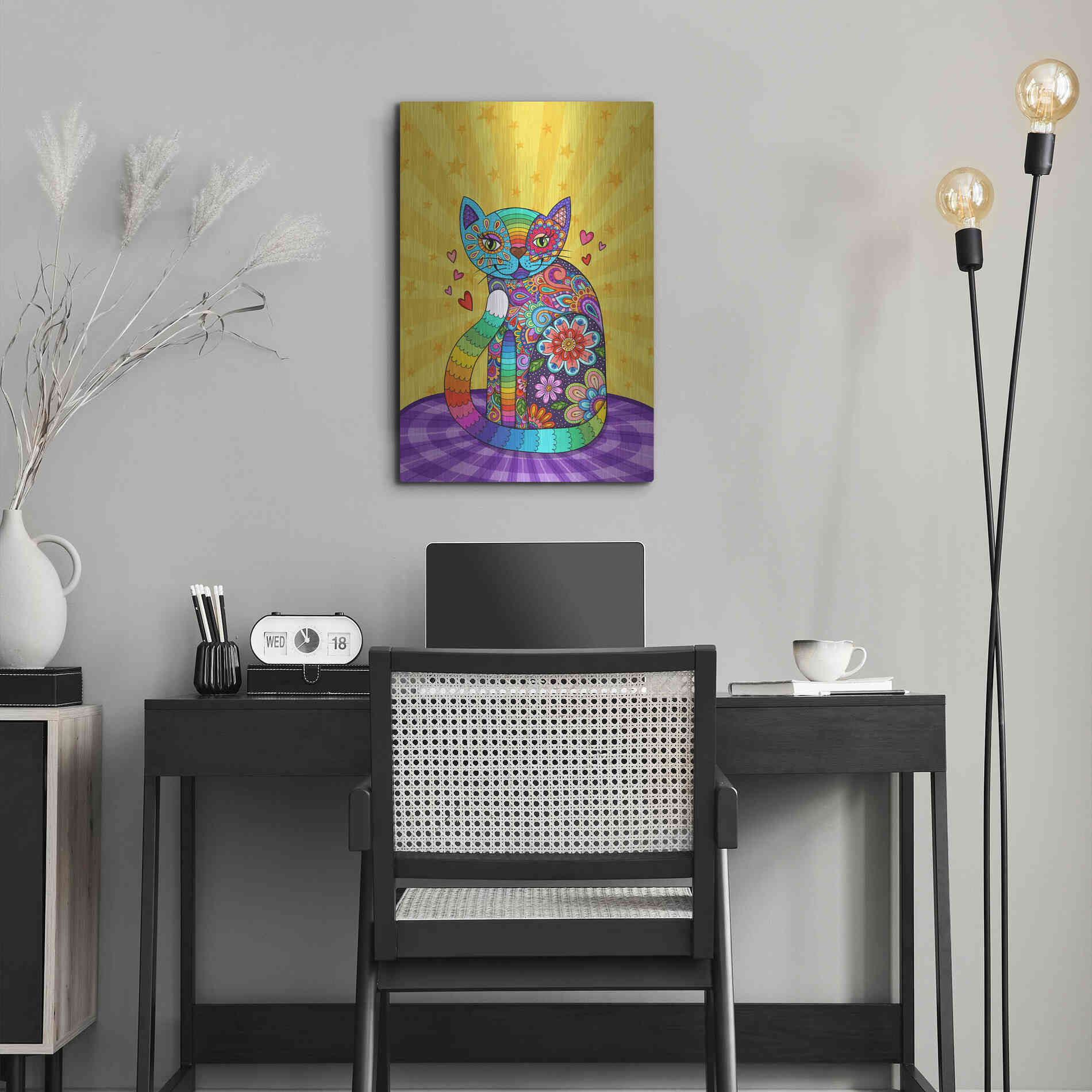 Luxe Metal Art 'Cats Meow' by Hello Angel, Metal Wall Art,16x24