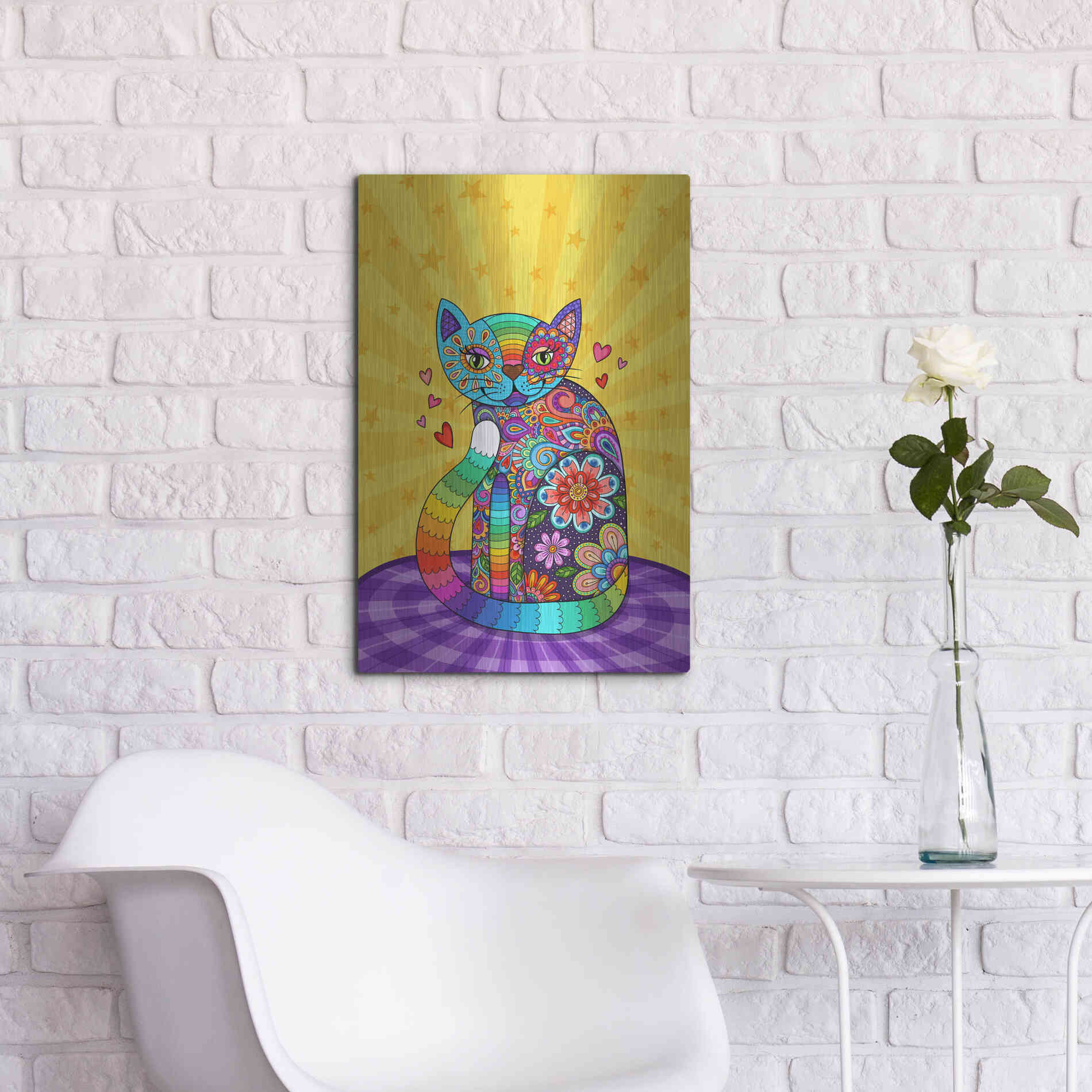 Luxe Metal Art 'Cats Meow' by Hello Angel, Metal Wall Art,16x24