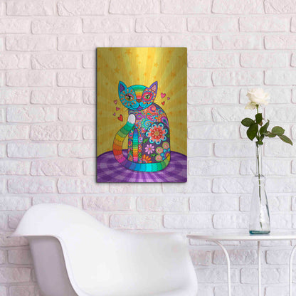 Luxe Metal Art 'Cats Meow' by Hello Angel, Metal Wall Art,16x24