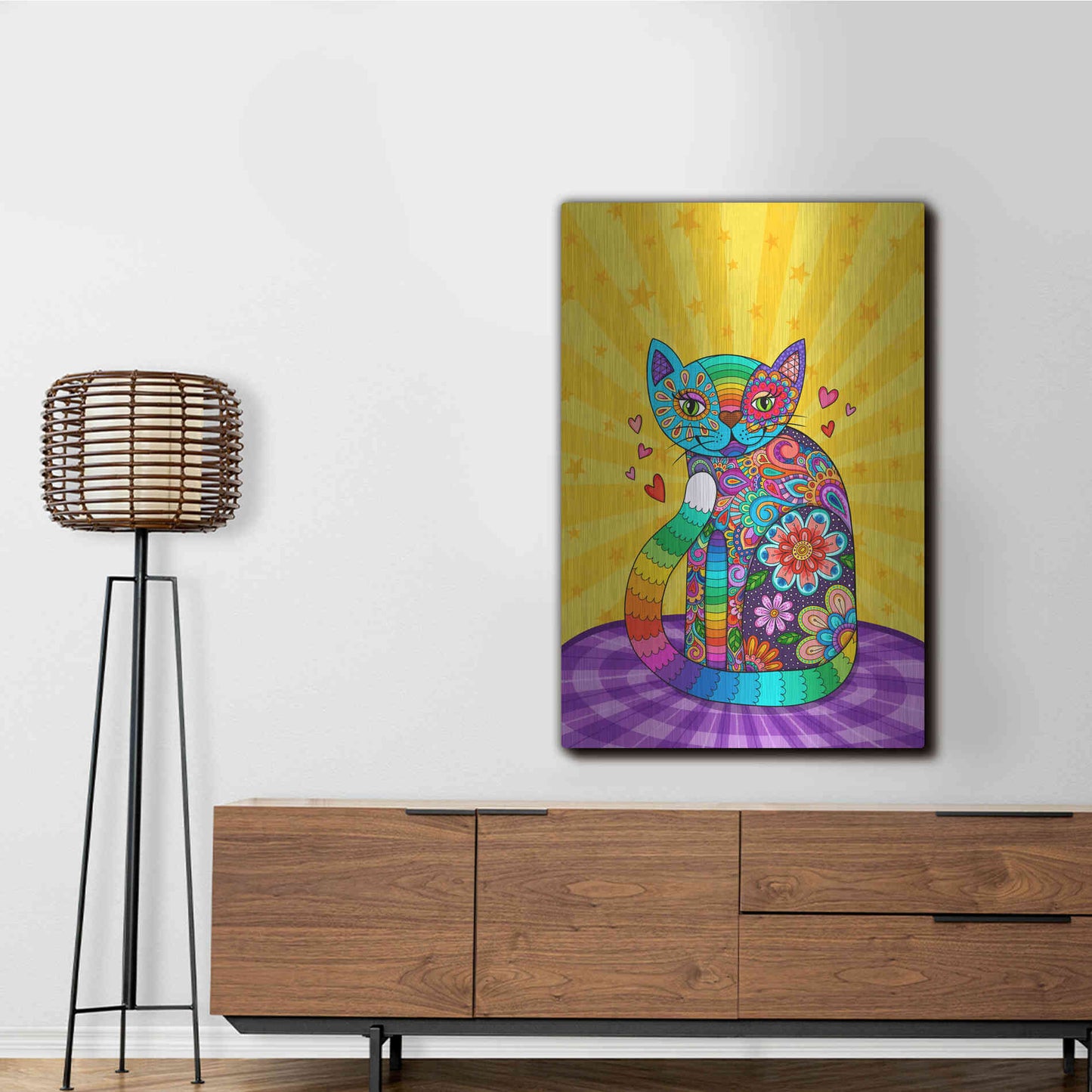 Luxe Metal Art 'Cats Meow' by Hello Angel, Metal Wall Art,24x36