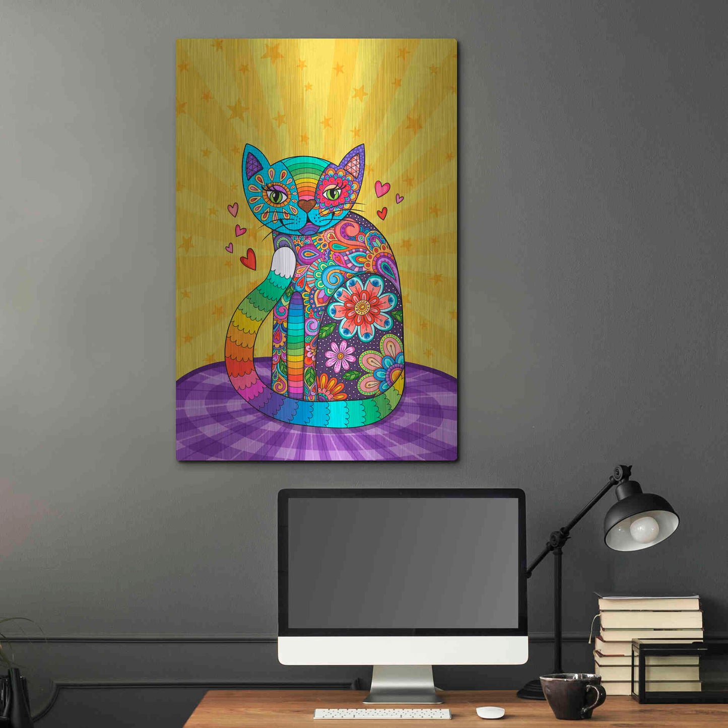 Luxe Metal Art 'Cats Meow' by Hello Angel, Metal Wall Art,24x36